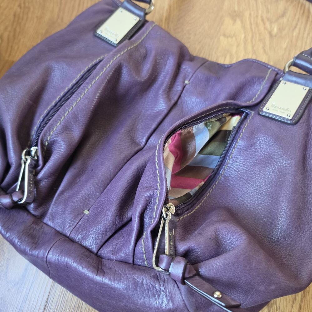 Tignanello Purse Soft Leather Hobo Shoulder Handbag Purple READ - Picture 13 of 14